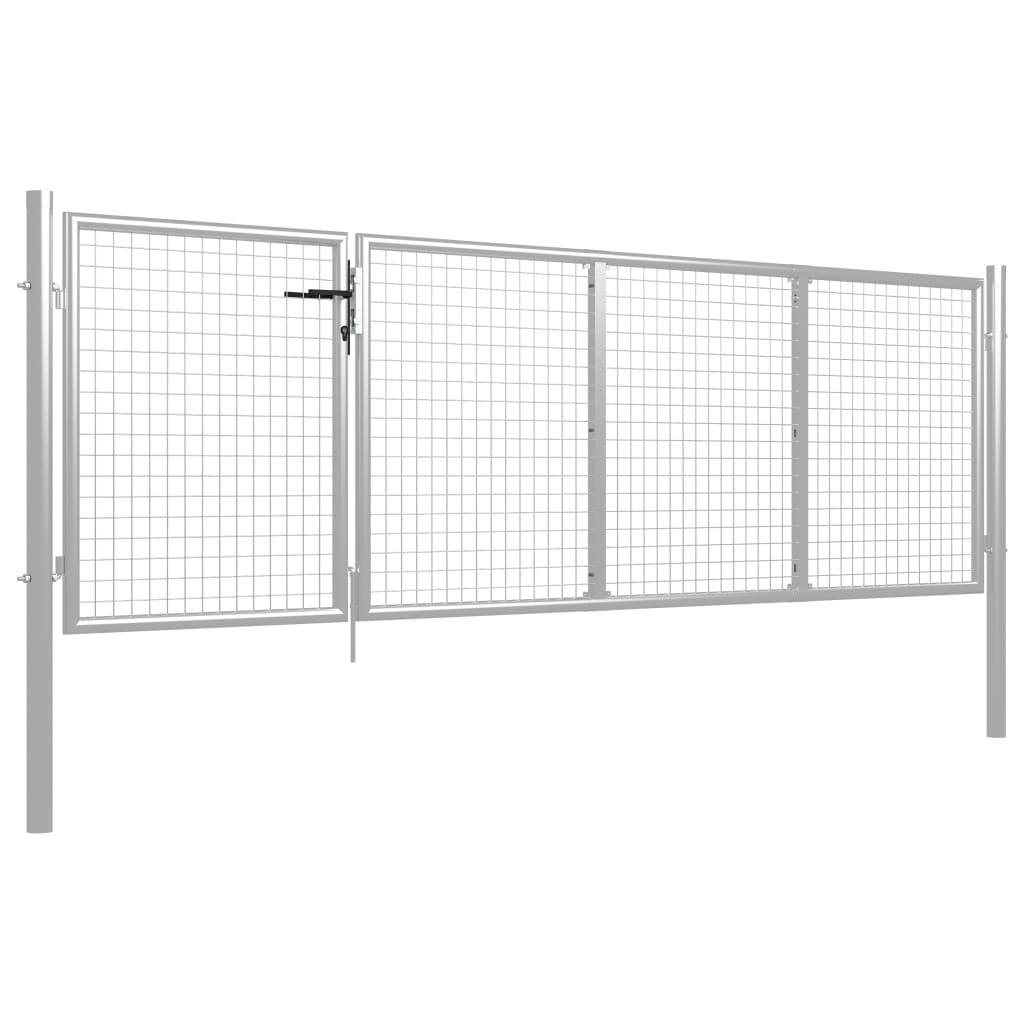 Tuinpoort staal 350x75 cm zilver is nu te koop bij PeponiXL, paradijselijk wonen!