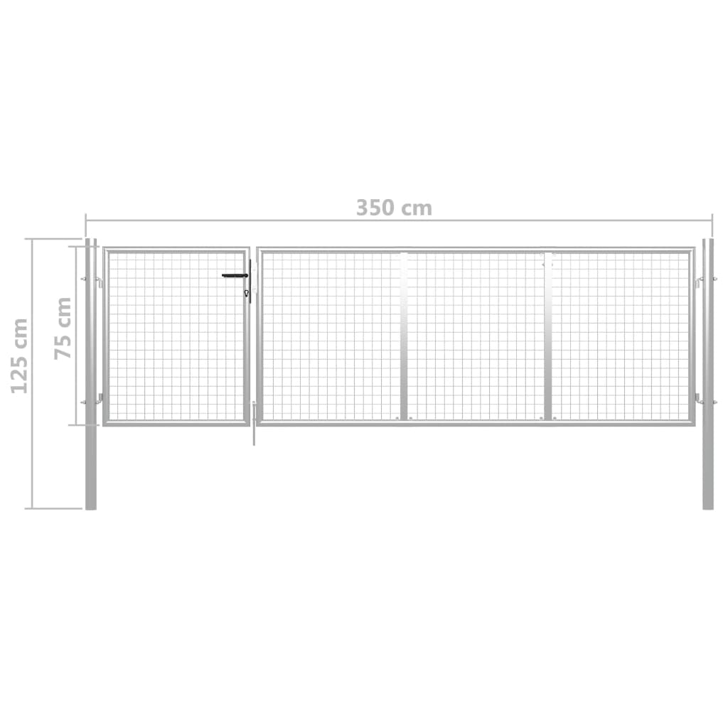 Tuinpoort staal 350x75 cm zilver is nu te koop bij PeponiXL, paradijselijk wonen!