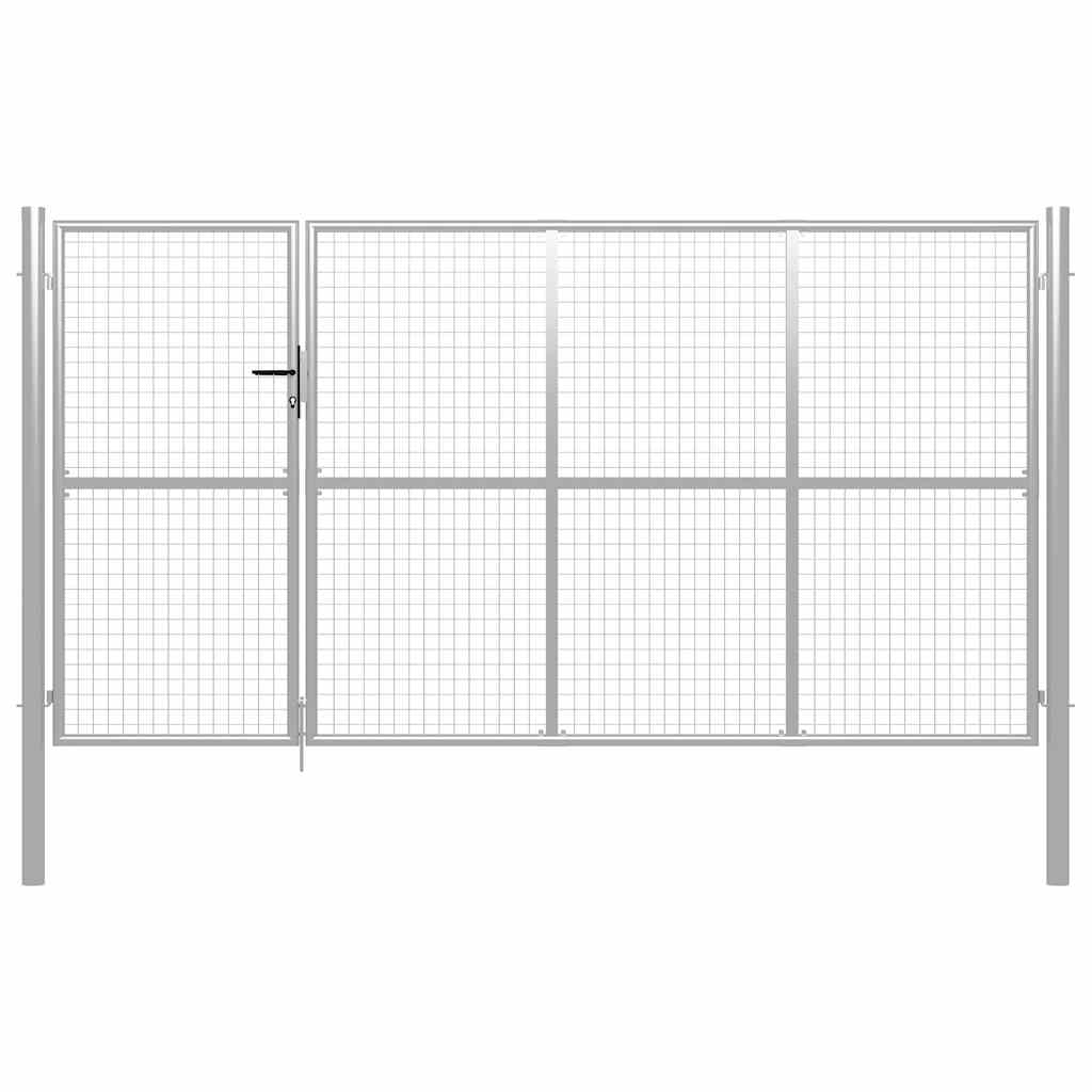 Poort 350x150 cm staal zilverkleurig is nu te koop bij PeponiXL, paradijselijk wonen!