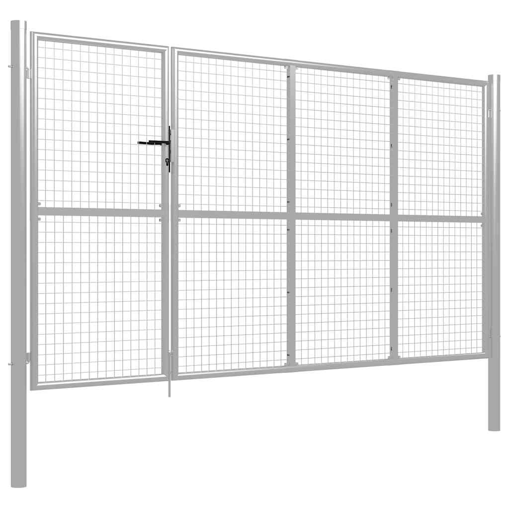 Poort 350x150 cm staal zilverkleurig is nu te koop bij PeponiXL, paradijselijk wonen!