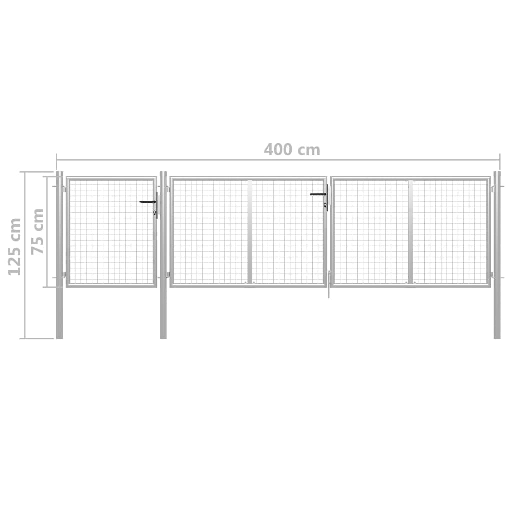 Tuinpoort staal 400x75 cm zilver is nu te koop bij PeponiXL, paradijselijk wonen!