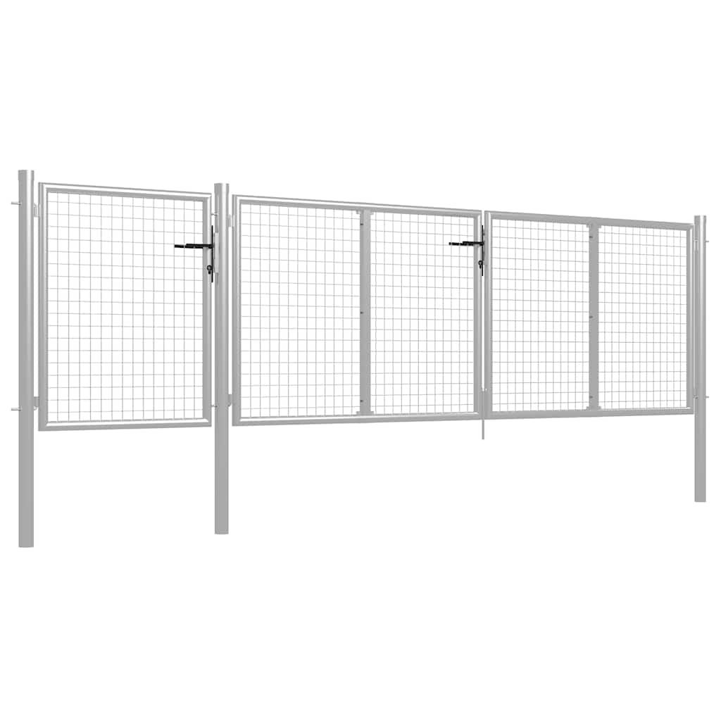 Tuinpoort staal 400x100 cm zilver is nu te koop bij PeponiXL, paradijselijk wonen!