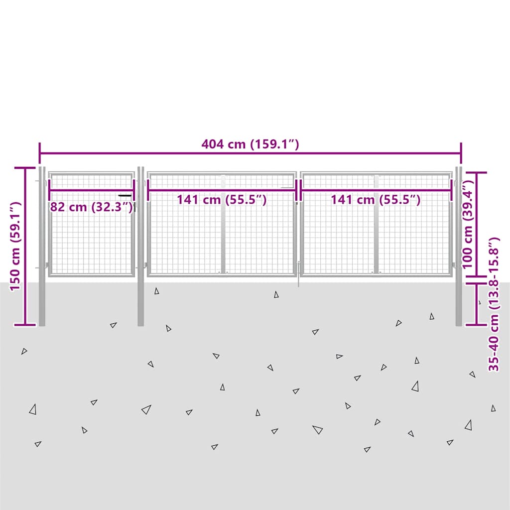 Tuinpoort staal 400x100 cm zilver is nu te koop bij PeponiXL, paradijselijk wonen!