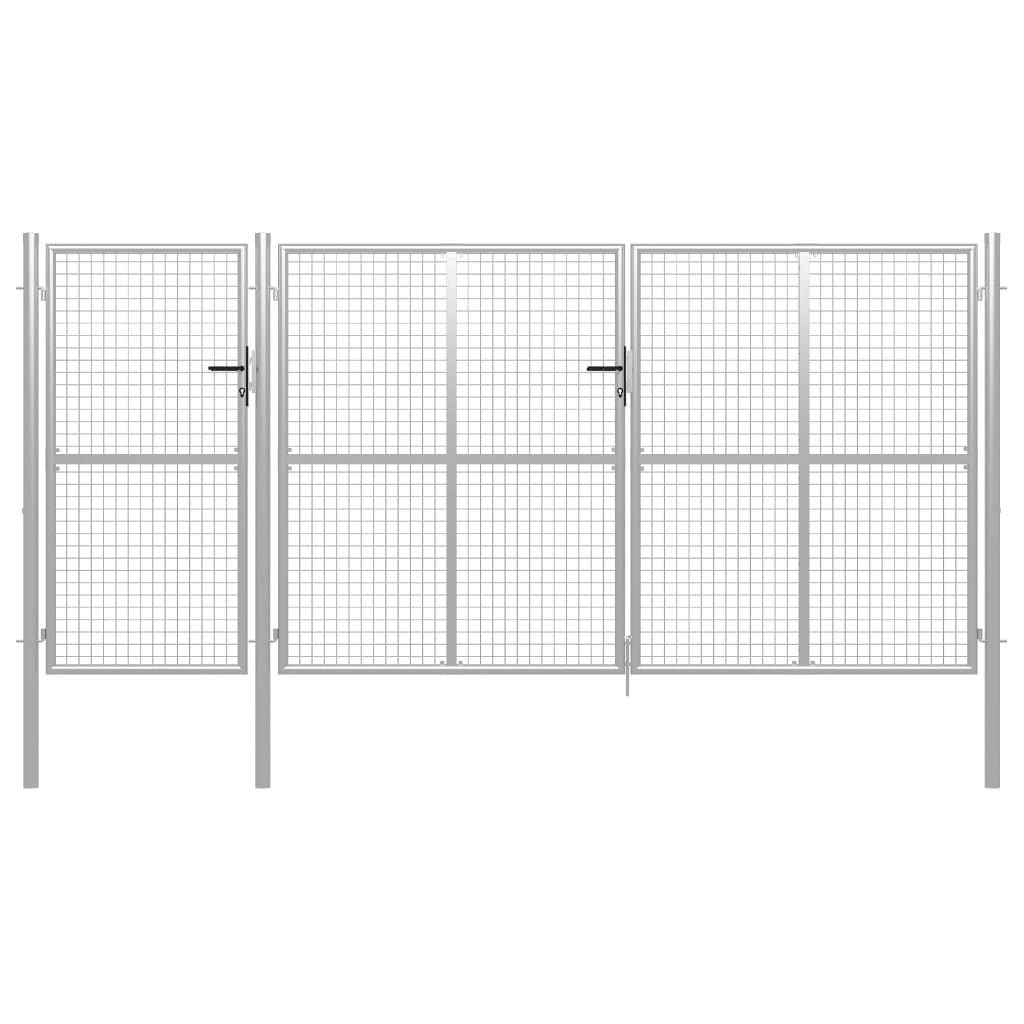 Tuinpoort staal 400x150 cm zilver is nu te koop bij PeponiXL, paradijselijk wonen!