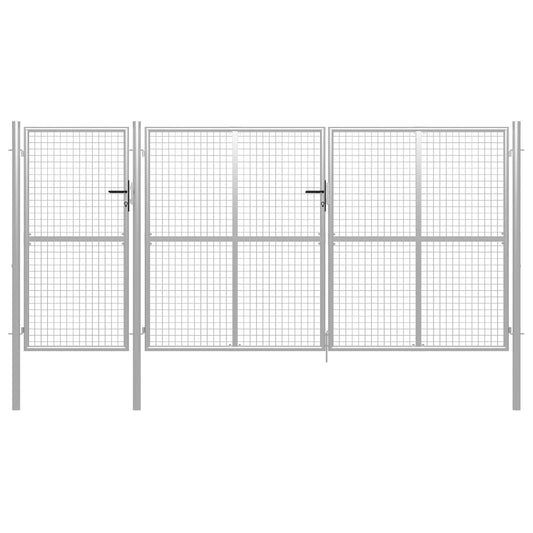 Tuinpoort staal 400x150 cm zilver is nu te koop bij PeponiXL, paradijselijk wonen!