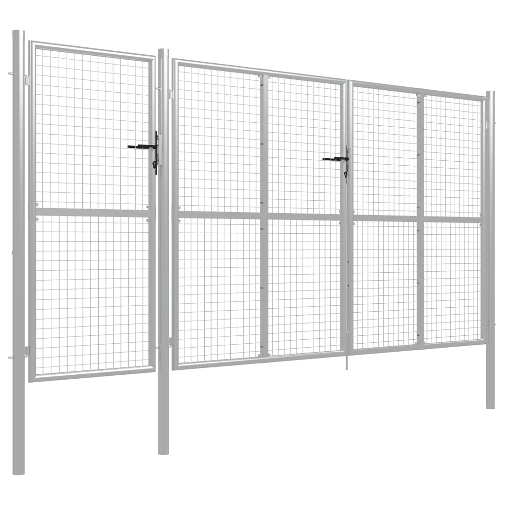 Tuinpoort staal 400x150 cm zilver is nu te koop bij PeponiXL, paradijselijk wonen!