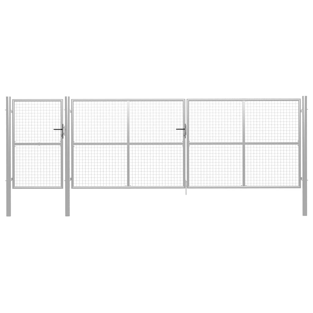 Tuinpoort staal 500x150 cm zilver is nu te koop bij PeponiXL, paradijselijk wonen!