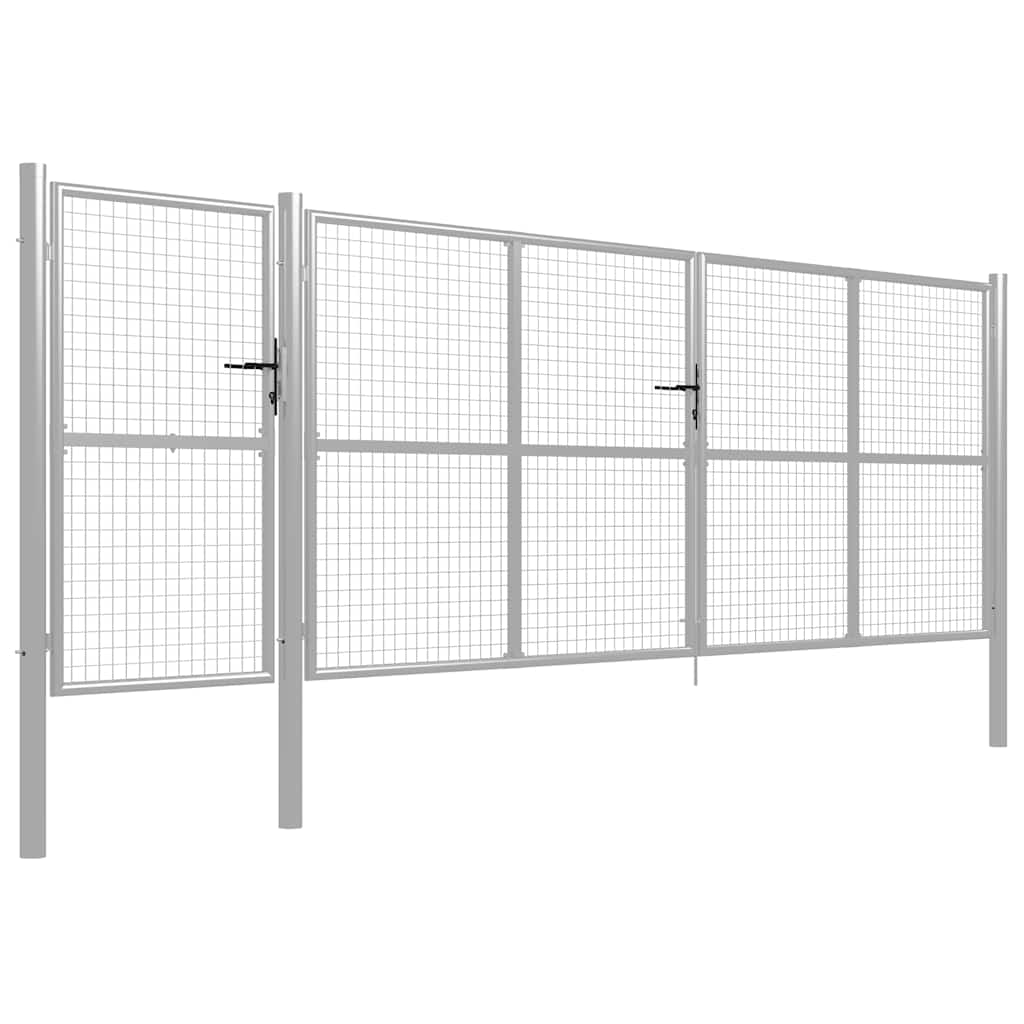 Tuinpoort staal 500x150 cm zilver is nu te koop bij PeponiXL, paradijselijk wonen!