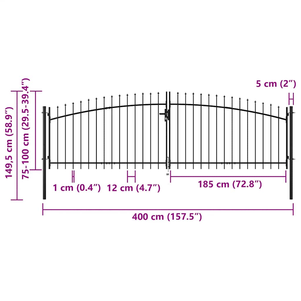 Dubbele deur hekpoort Woerden met speerpunt 400x149,5 cm is nu te koop bij PeponiXL, paradijselijk wonen!