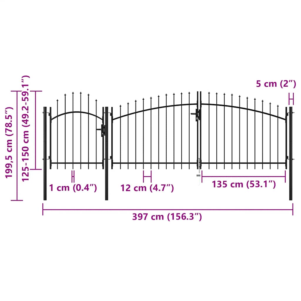 Tuinpoort Woerden staal 1,5x4 m zwart is nu te koop bij PeponiXL, paradijselijk wonen!