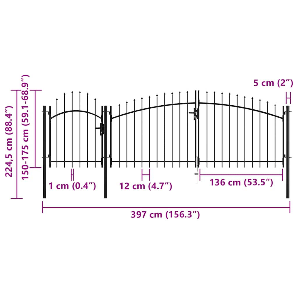 Tuinpoort Woerden staal 1,75x4 m zwart is nu te koop bij PeponiXL, paradijselijk wonen!