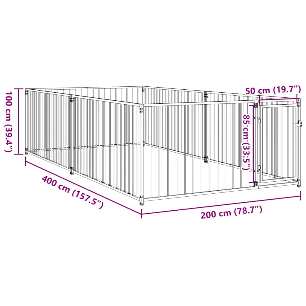 Hondenkennel voor buiten 200x400x100 cm is nu te koop bij PeponiXL, paradijselijk wonen!