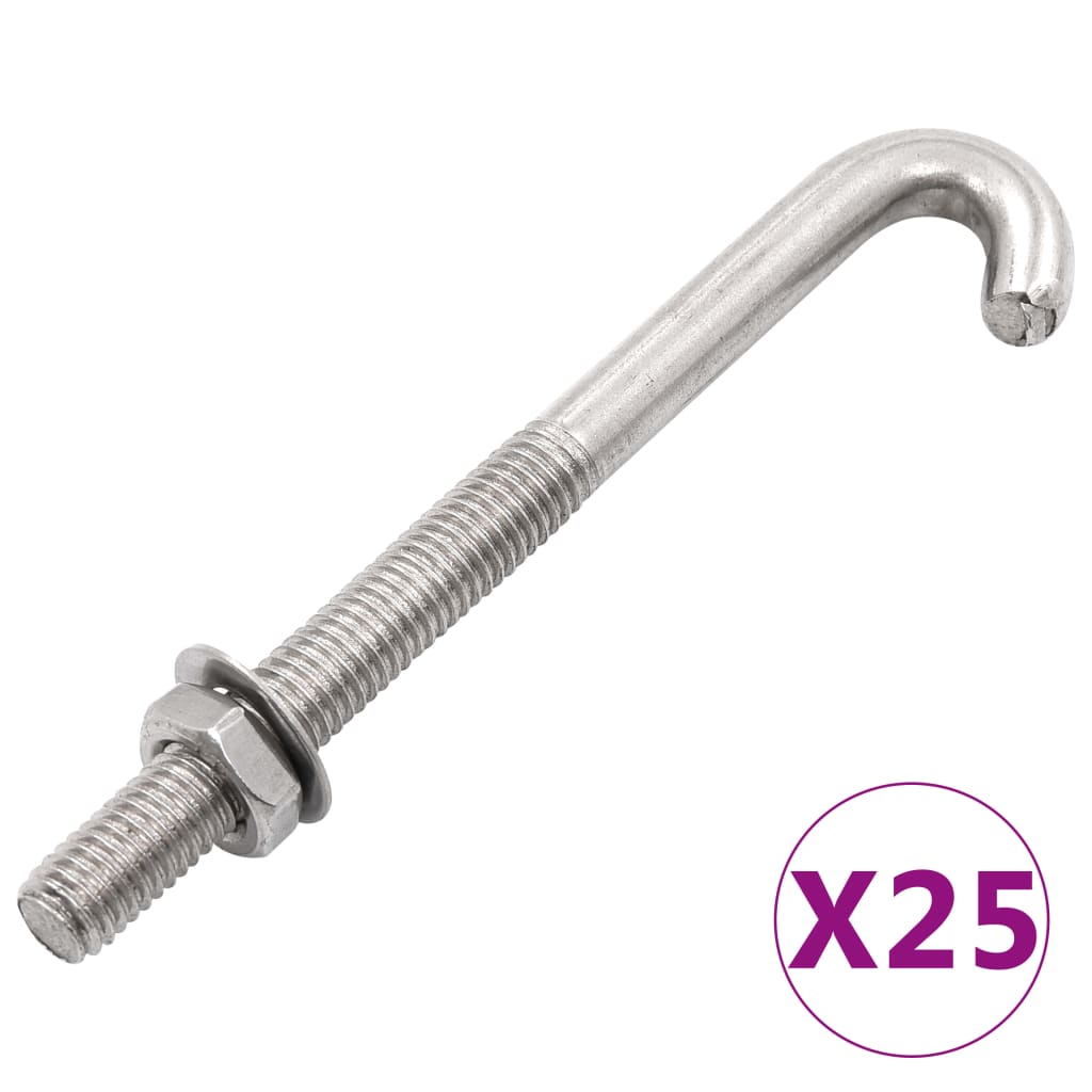 Verankerde J-bout met moer en sluitring 25 sets M8x120 mm is nu te koop bij PeponiXL, paradijselijk wonen!