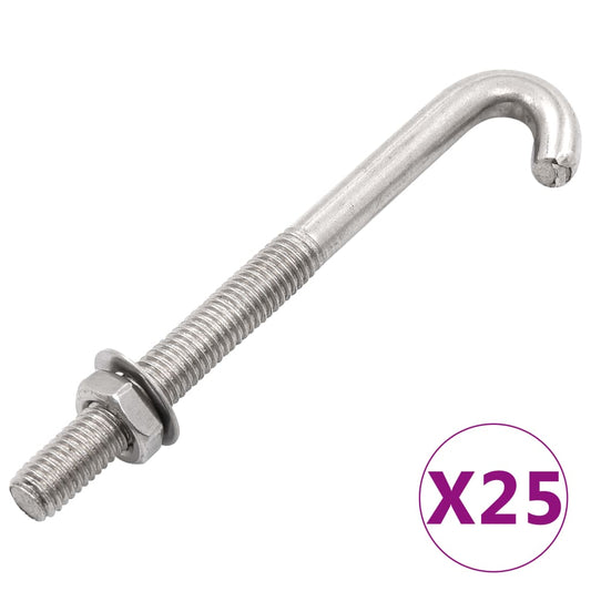 Verankerde J-bout met moer en sluitring 25 sets M8x120 mm is nu te koop bij PeponiXL, paradijselijk wonen!