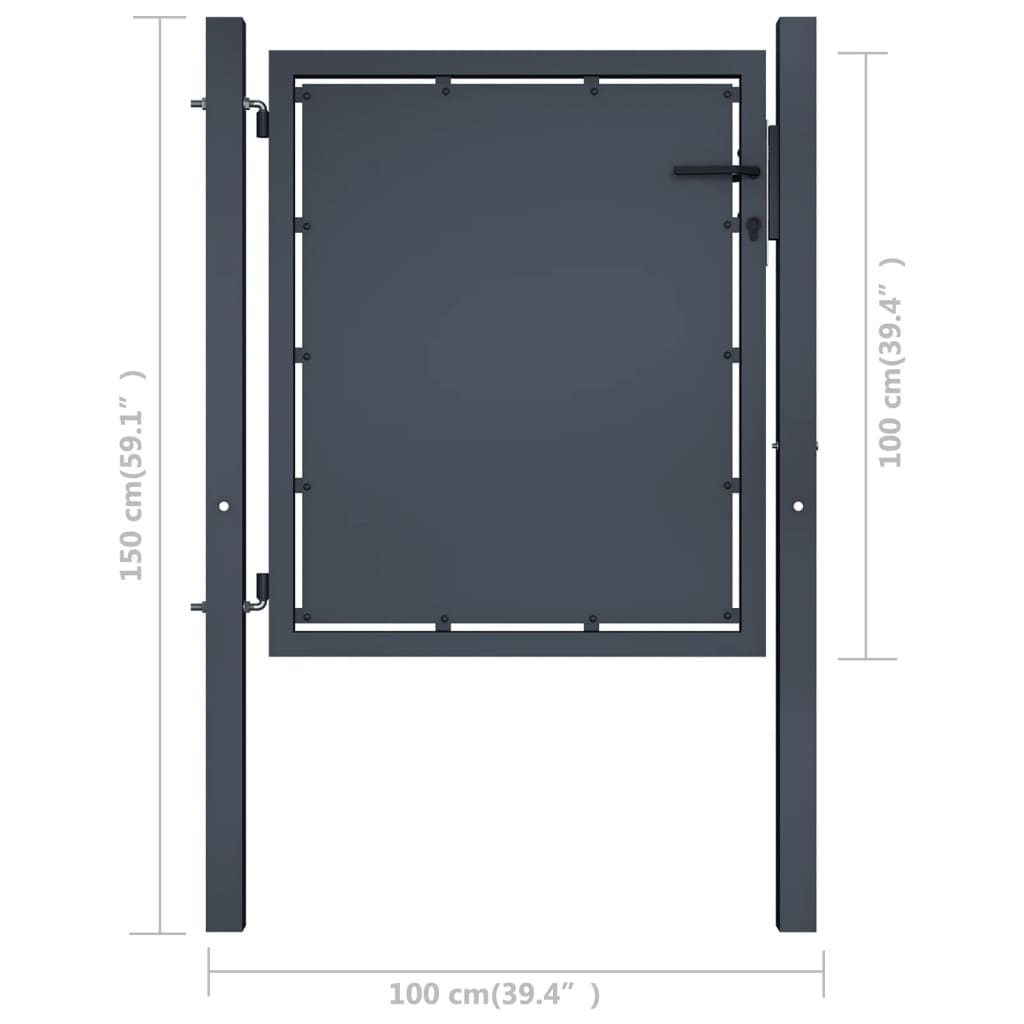 Tuinpoort staal 100x100 cm antraciet is nu te koop bij PeponiXL, paradijselijk wonen!