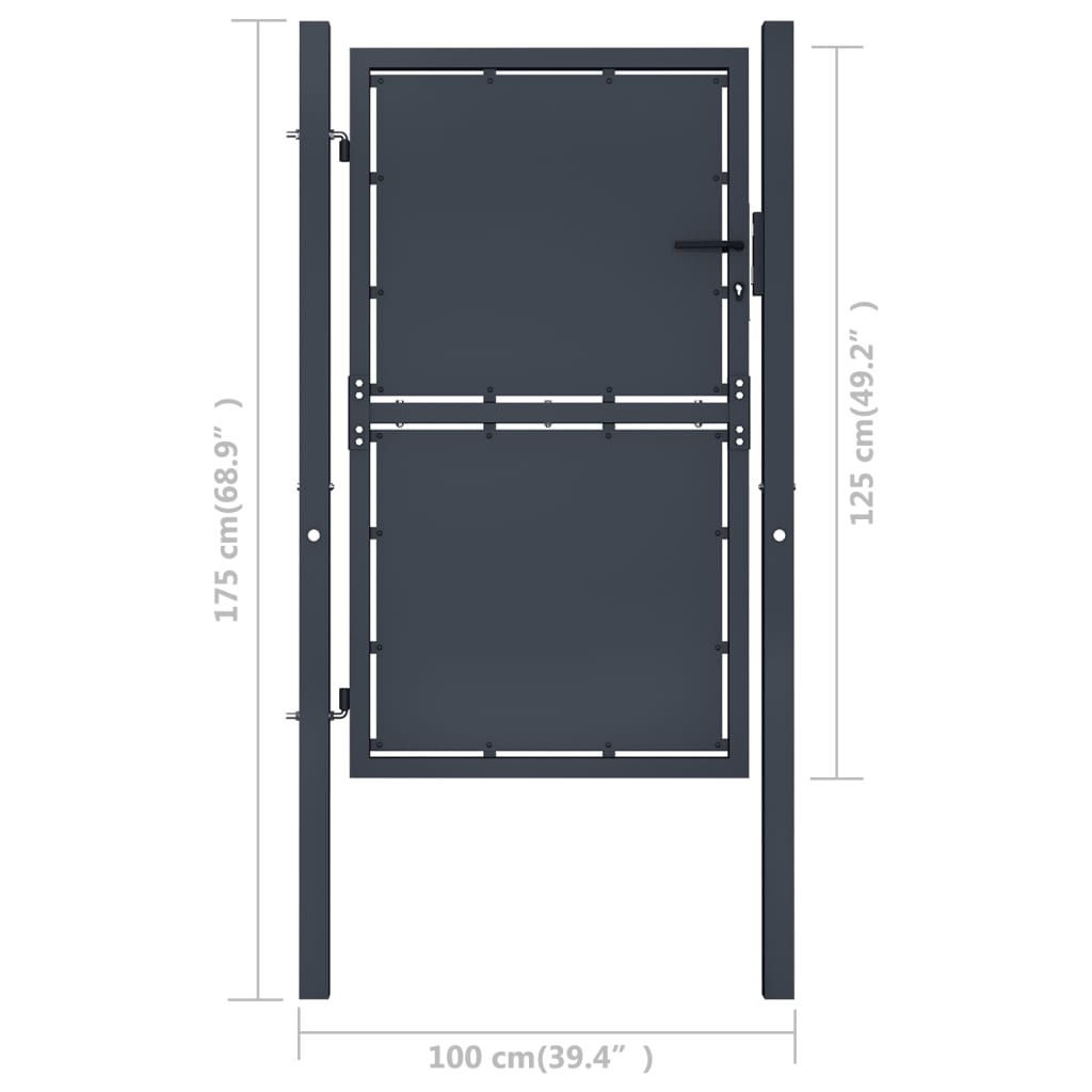 Tuinpoort staal 100x125 cm antraciet is nu te koop bij PeponiXL, paradijselijk wonen!