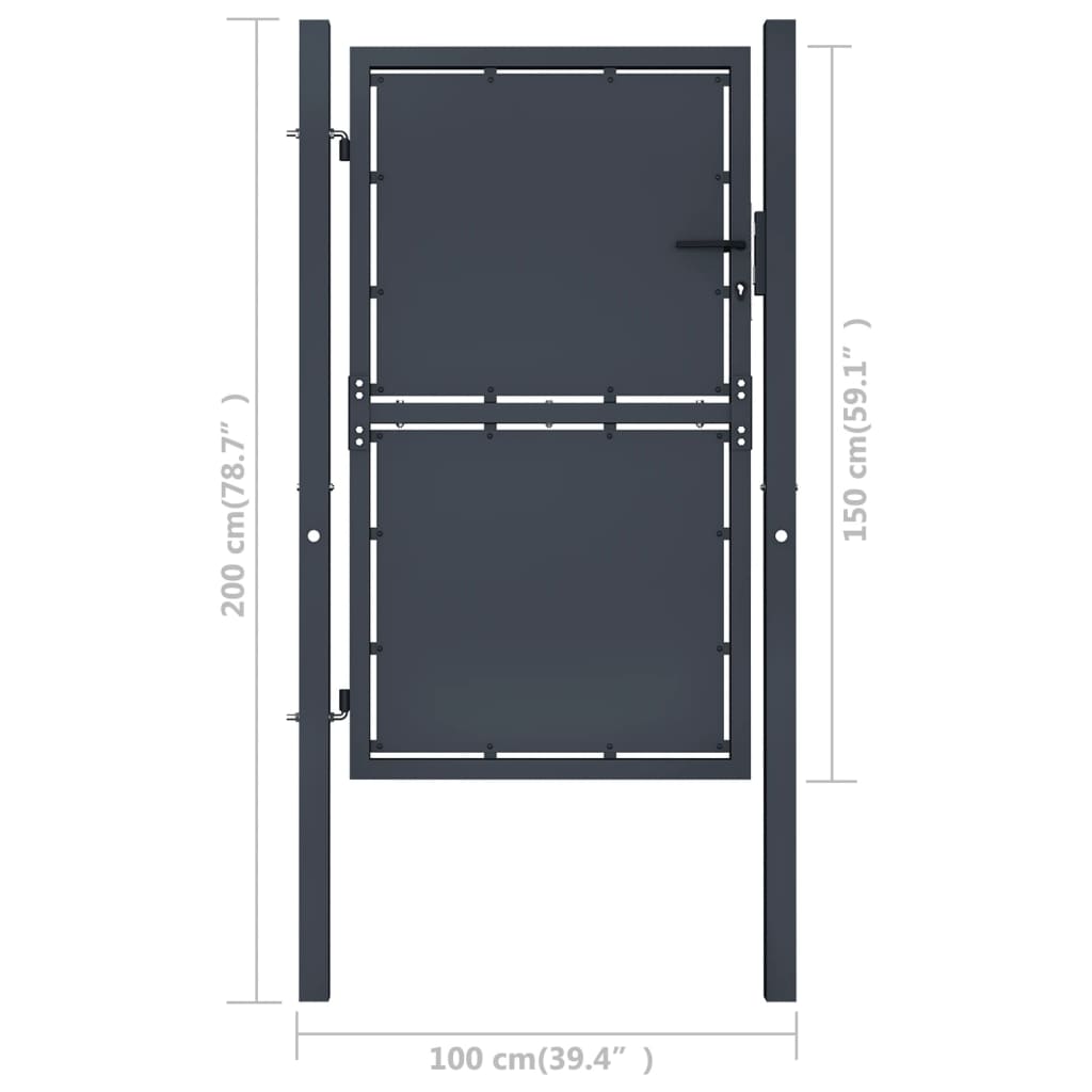 Tuinpoort staal 100x150 cm antraciet is nu te koop bij PeponiXL, paradijselijk wonen!
