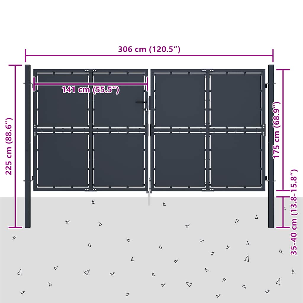 Tuinpoort staal 300x175 cm antraciet is nu te koop bij PeponiXL, paradijselijk wonen!
