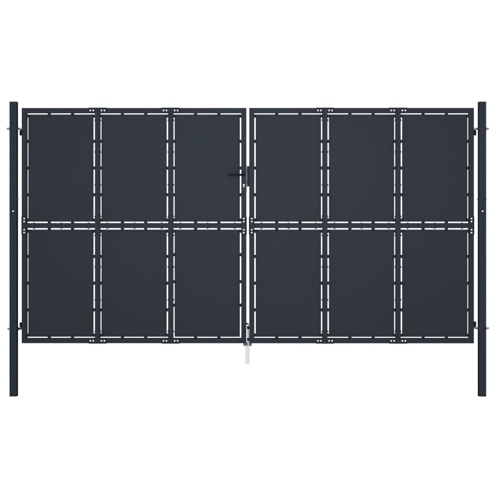 Tuinpoort staal 400x175 cm antraciet is nu te koop bij PeponiXL, paradijselijk wonen!