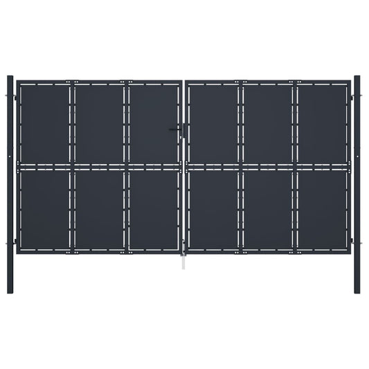 Tuinpoort staal 400x175 cm antraciet is nu te koop bij PeponiXL, paradijselijk wonen!
