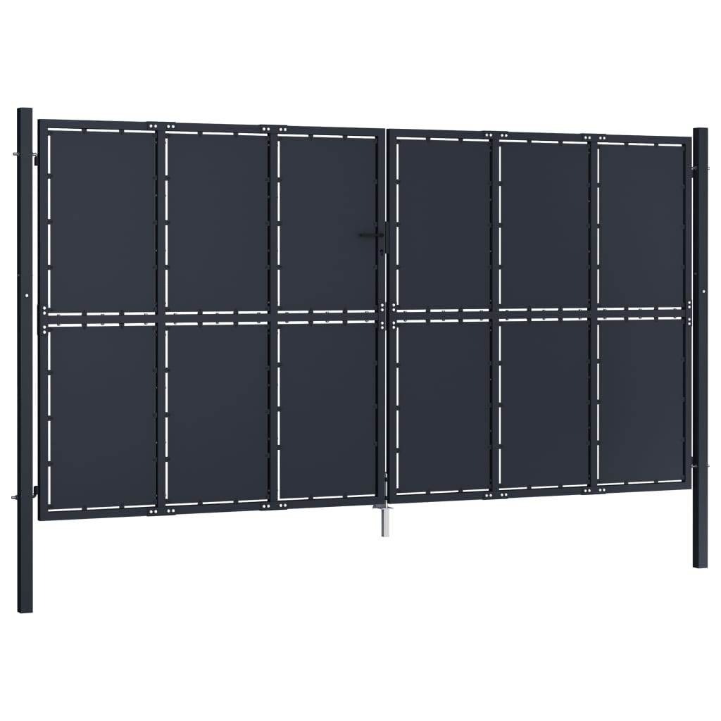 Tuinpoort staal 400x175 cm antraciet is nu te koop bij PeponiXL, paradijselijk wonen!