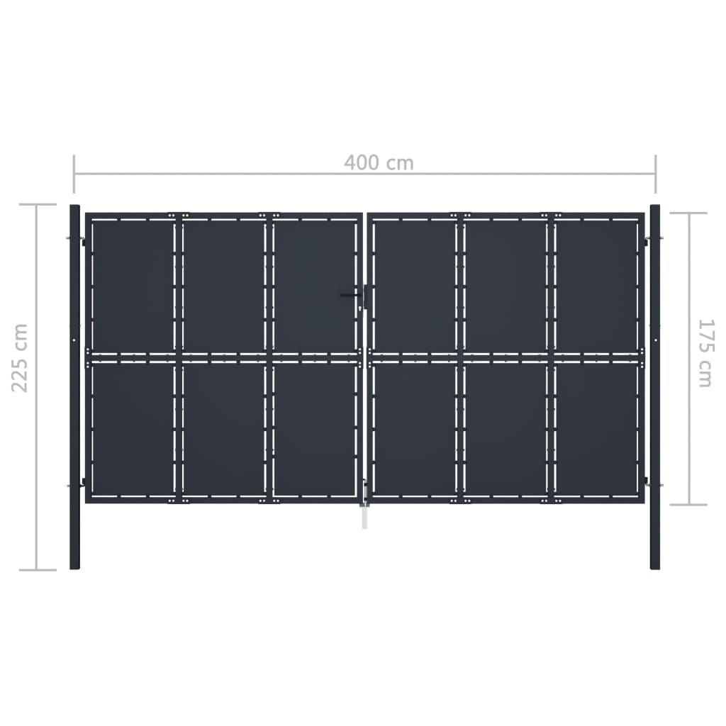 Tuinpoort staal 400x175 cm antraciet is nu te koop bij PeponiXL, paradijselijk wonen!