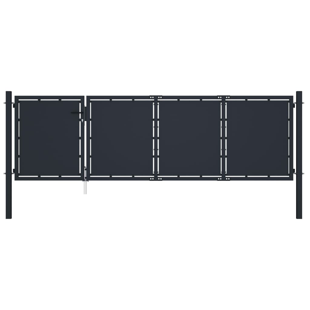 Tuinpoort staal 350x75 cm antraciet is nu te koop bij PeponiXL, paradijselijk wonen!