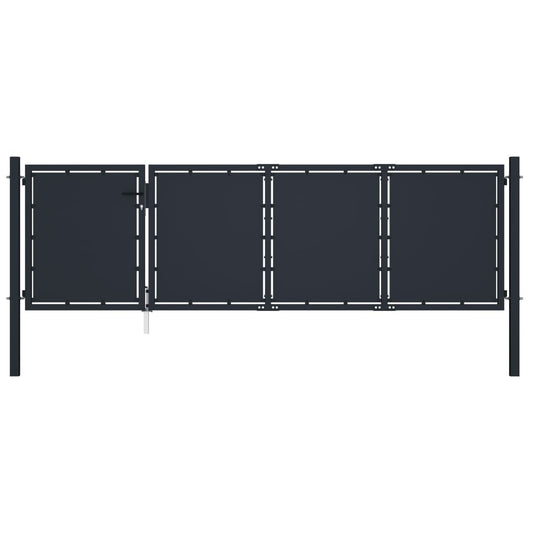 Tuinpoort staal 350x75 cm antraciet is nu te koop bij PeponiXL, paradijselijk wonen!