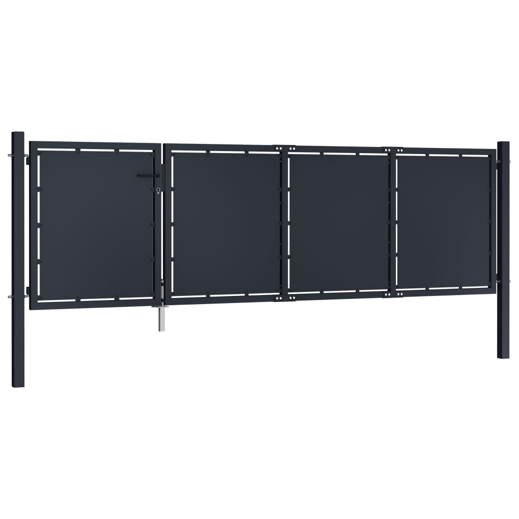 Tuinpoort staal 350x75 cm antraciet is nu te koop bij PeponiXL, paradijselijk wonen!