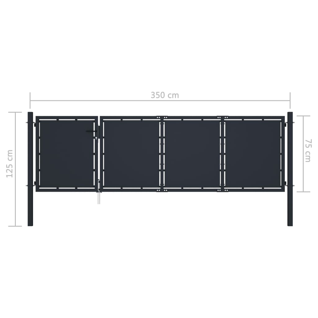 Tuinpoort staal 350x75 cm antraciet is nu te koop bij PeponiXL, paradijselijk wonen!