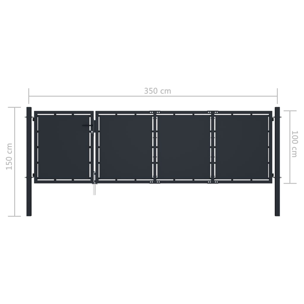 Tuinpoort staal 350x100 cm antraciet is nu te koop bij PeponiXL, paradijselijk wonen!