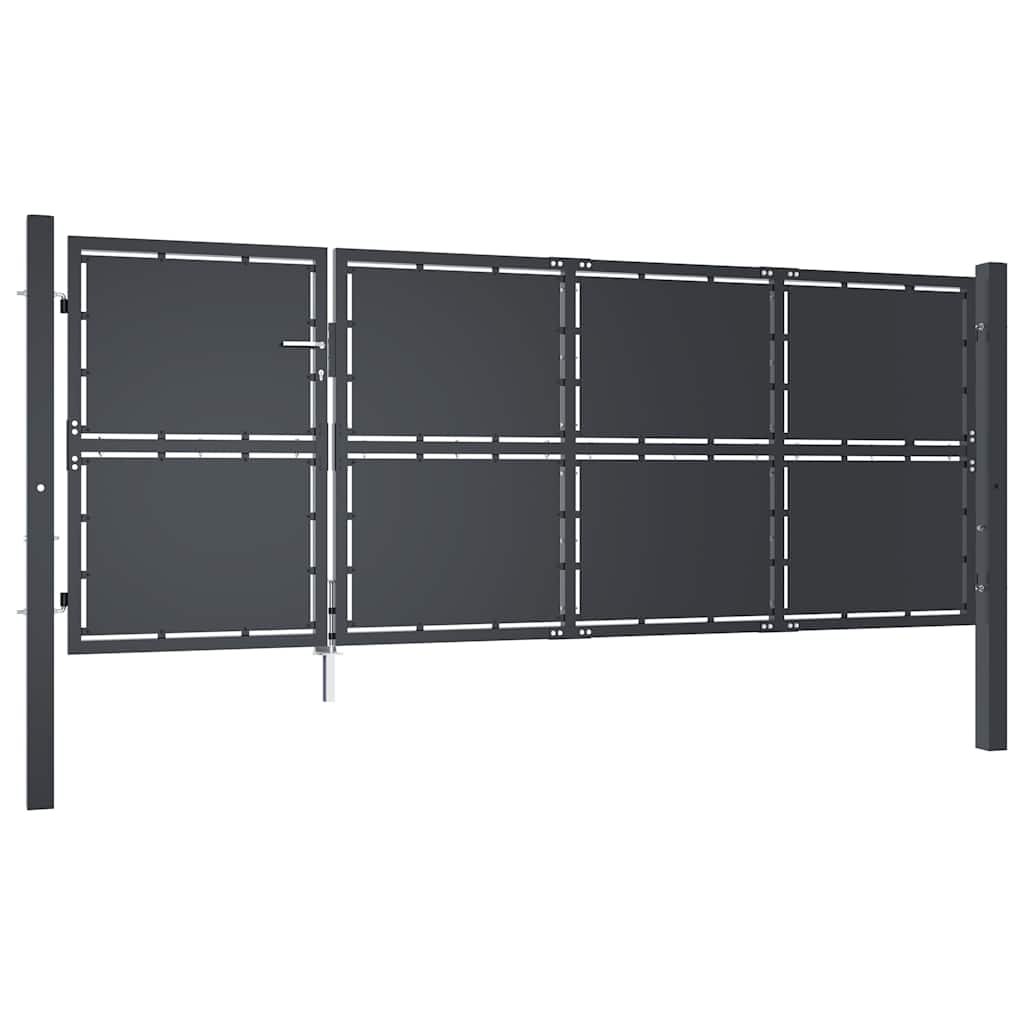 Tuinpoort staal 350x125 cm antraciet is nu te koop bij PeponiXL, paradijselijk wonen!