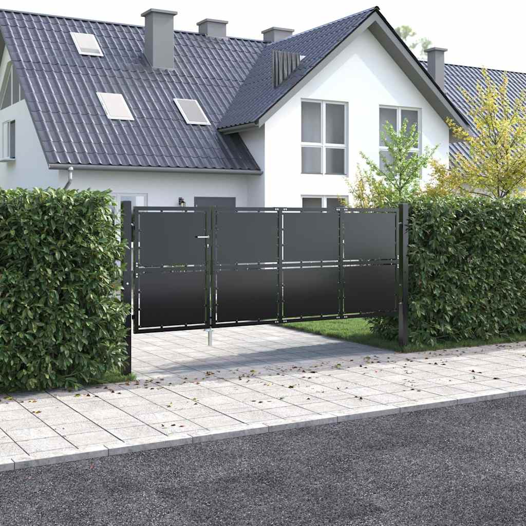 Tuinpoort staal 350x125 cm antraciet is nu te koop bij PeponiXL, paradijselijk wonen!