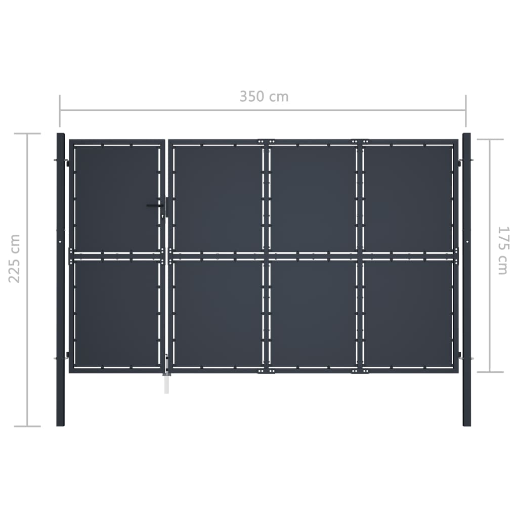 Tuinpoort staal 350x175 cm antraciet is nu te koop bij PeponiXL, paradijselijk wonen!