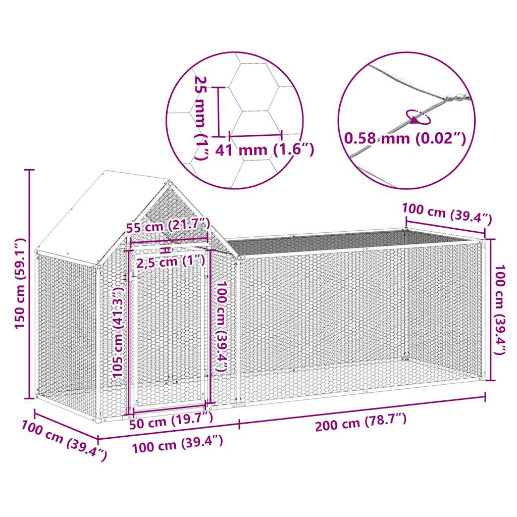 Kippenren 3x1x1,5 m gegalvaniseerd staal is nu te koop bij PeponiXL, paradijselijk wonen!