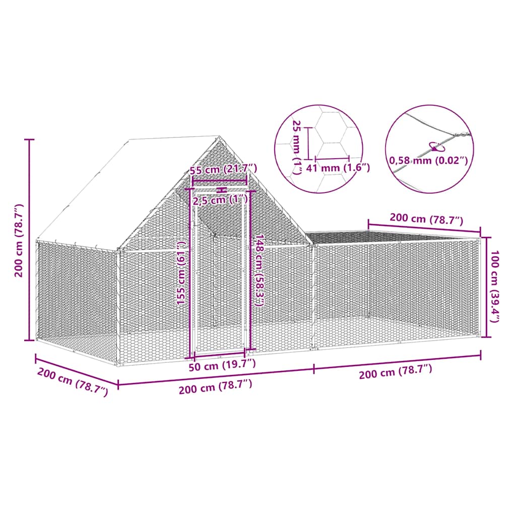 Kippenren 4x2x2 m gegalvaniseerd staal is nu te koop bij PeponiXL, paradijselijk wonen!