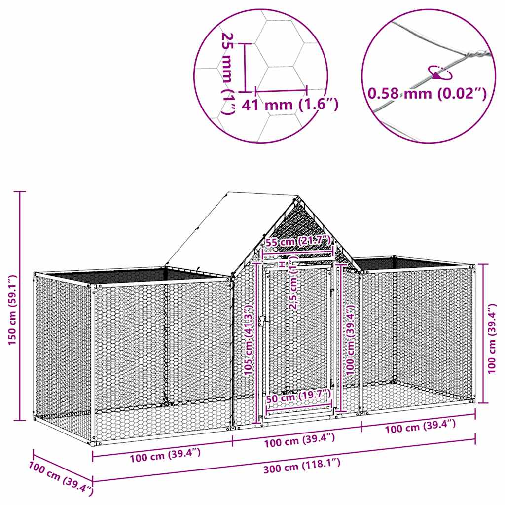 Kippenren 3x1x1,5 m gegalvaniseerd staal is nu te koop bij PeponiXL, paradijselijk wonen!