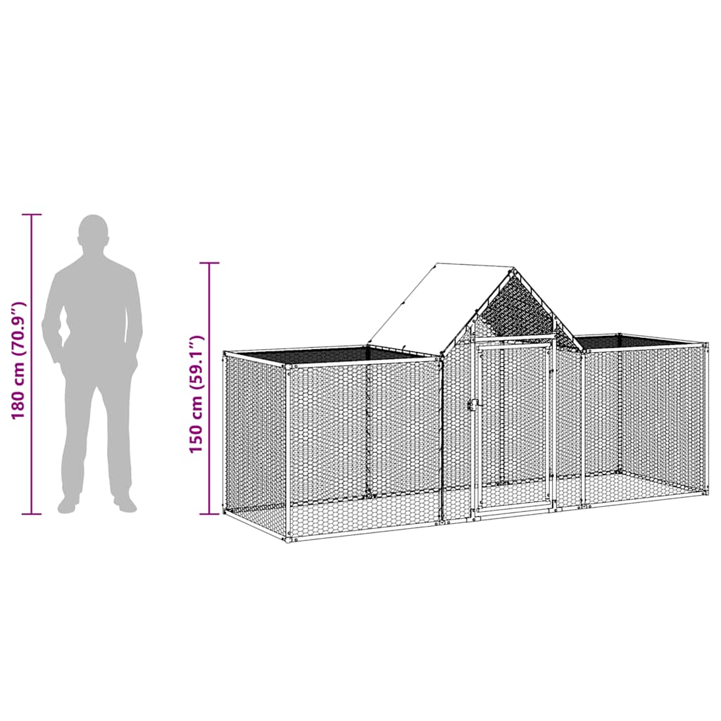Kippenren 3x1x1,5 m gegalvaniseerd staal is nu te koop bij PeponiXL, paradijselijk wonen!