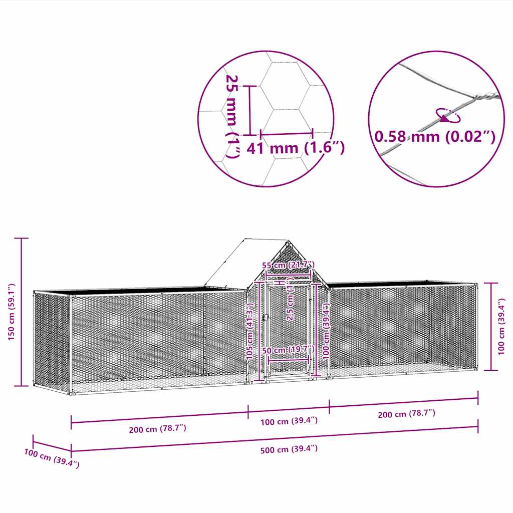 Kippenren 5x1x1,5 m gegalvaniseerd staal is nu te koop bij PeponiXL, paradijselijk wonen!