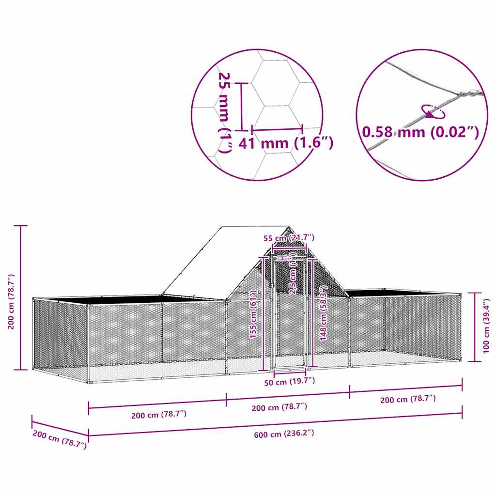 Kippenren 6x2x2 m gegalvaniseerd staal is nu te koop bij PeponiXL, paradijselijk wonen!