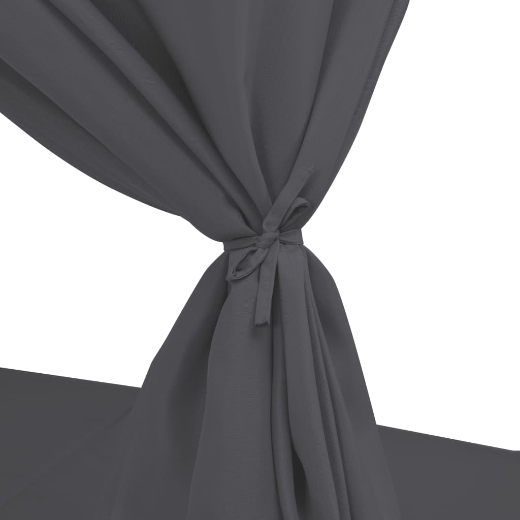 Loungebed met gordijnen poly rattan grijs is nu te koop bij PeponiXL, paradijselijk wonen!