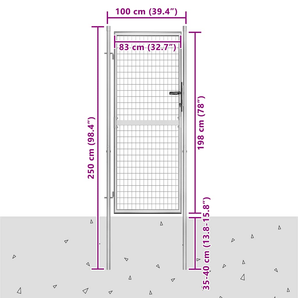 Tuinpoort gegalvaniseerd staal 100x200 cm zilver is nu te koop bij PeponiXL, paradijselijk wonen!