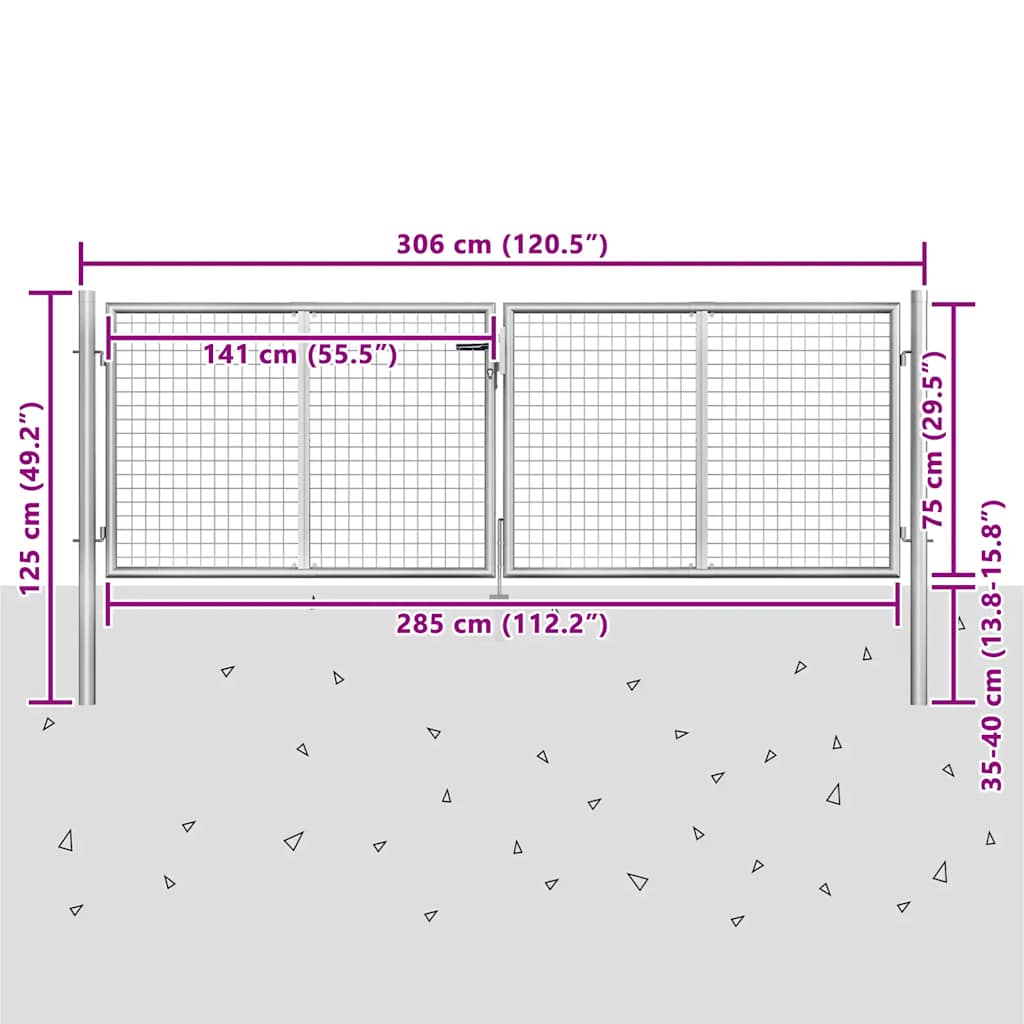 Tuinpoort gegalvaniseerd staal 300x75 cm zilver is nu te koop bij PeponiXL, paradijselijk wonen!