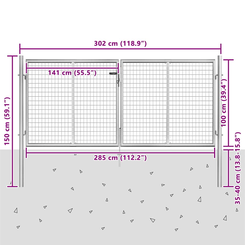 Tuinpoort gegalvaniseerd staal 300x100 cm zilver is nu te koop bij PeponiXL, paradijselijk wonen!