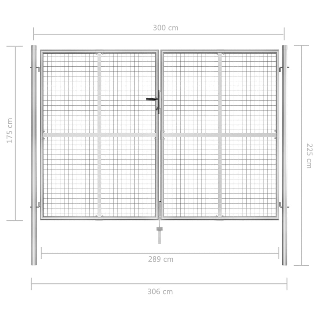 Tuinpoort gegalvaniseerd staal 300x175 cm zilver is nu te koop bij PeponiXL, paradijselijk wonen!