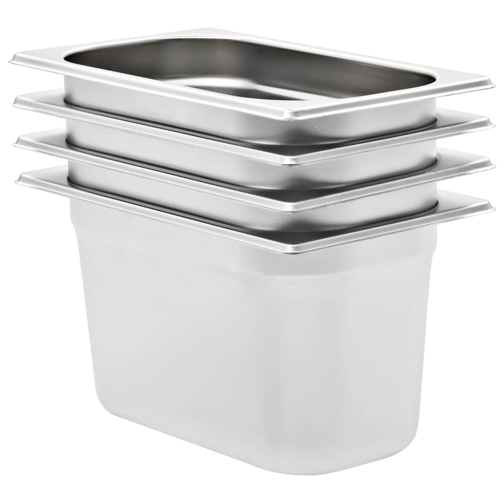 Gastronormbakken 4 st GN 1/4 150 mm roestvrij staal is nu te koop bij PeponiXL, paradijselijk wonen!