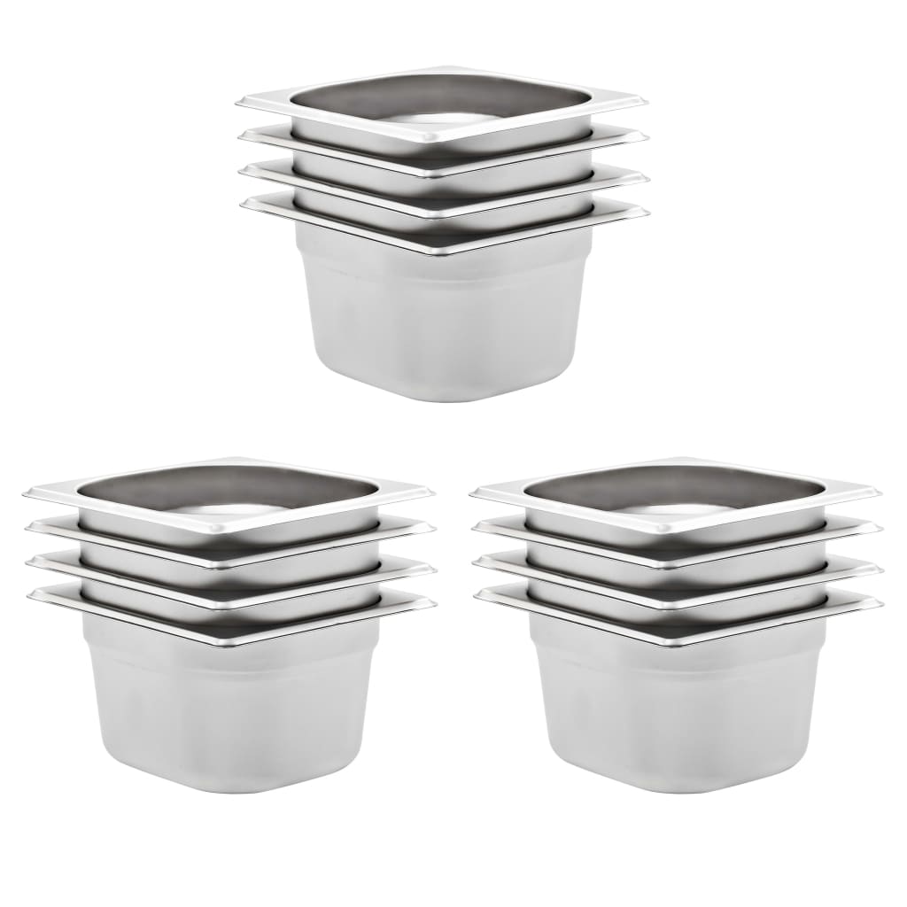 Gastronormbakken 12 st GN 1/6 100 mm roestvrij staal is nu te koop bij PeponiXL, paradijselijk wonen!