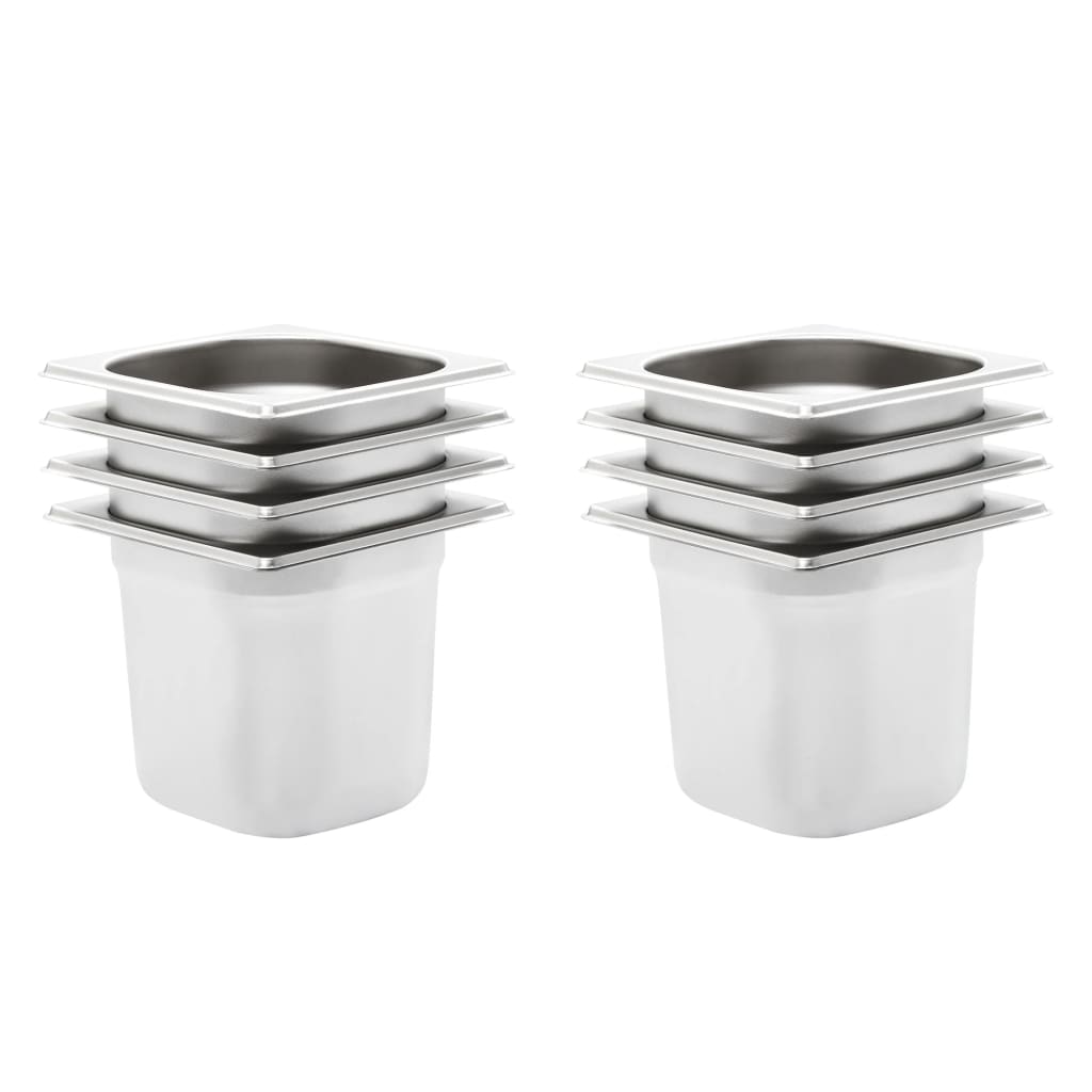 Gastronormbakken 8 st GN 1/6 150 mm roestvrij staal is nu te koop bij PeponiXL, paradijselijk wonen!
