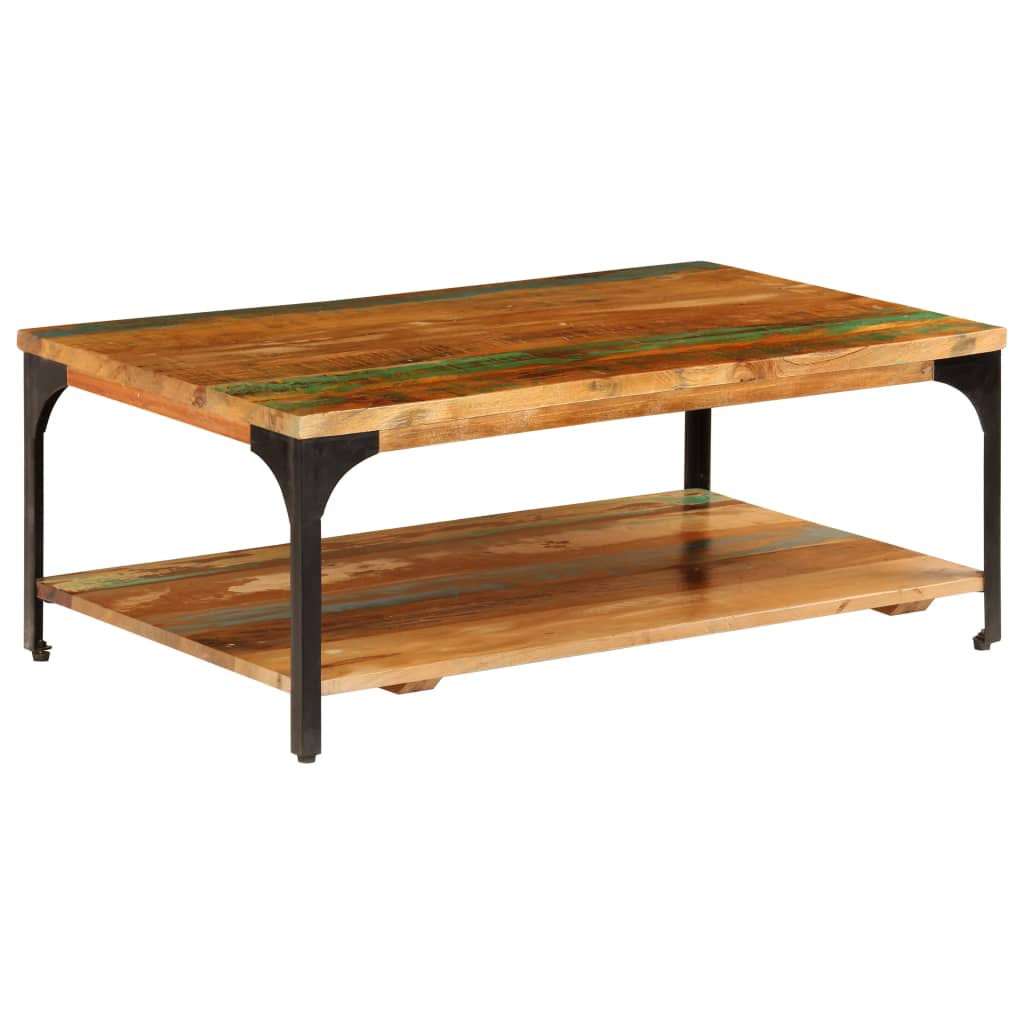Salontafel met schap 100x60x35 cm massief gerecycled hout is nu te koop bij PeponiXL, paradijselijk wonen!