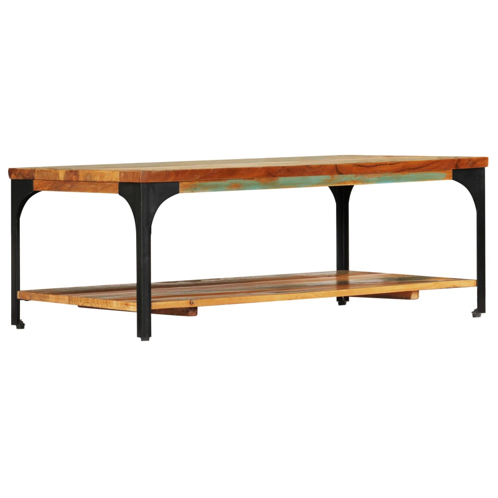 Salontafel met schap 100x60x35 cm massief gerecycled hout is nu te koop bij PeponiXL, paradijselijk wonen!
